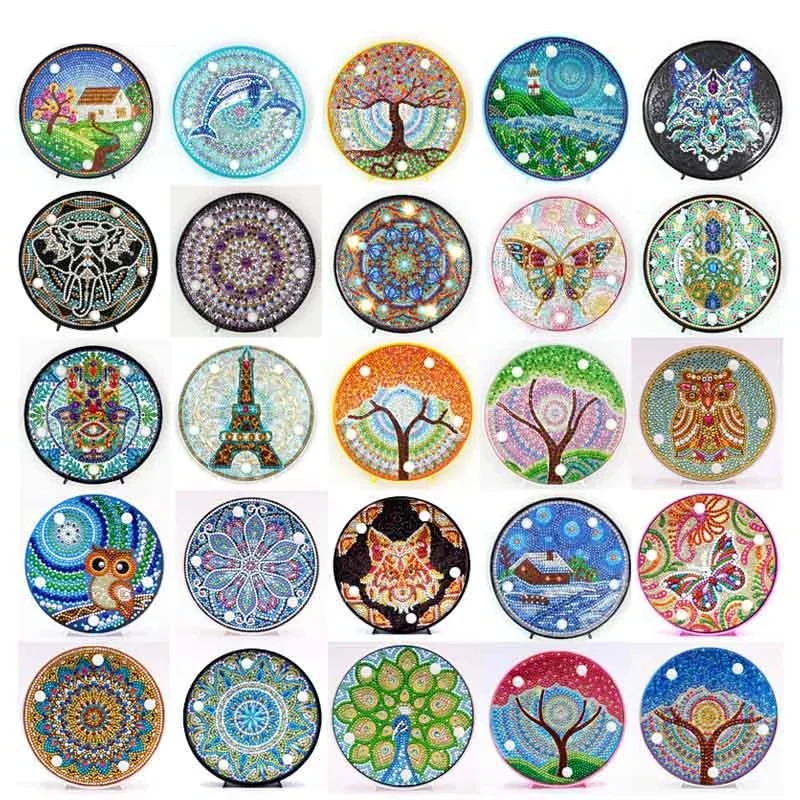 

LED Decoration Light DIY Mandala Diamond Painting Light Bedroom Night Lamp Home Desk Decorative Animal Owl Dog Wolf Night