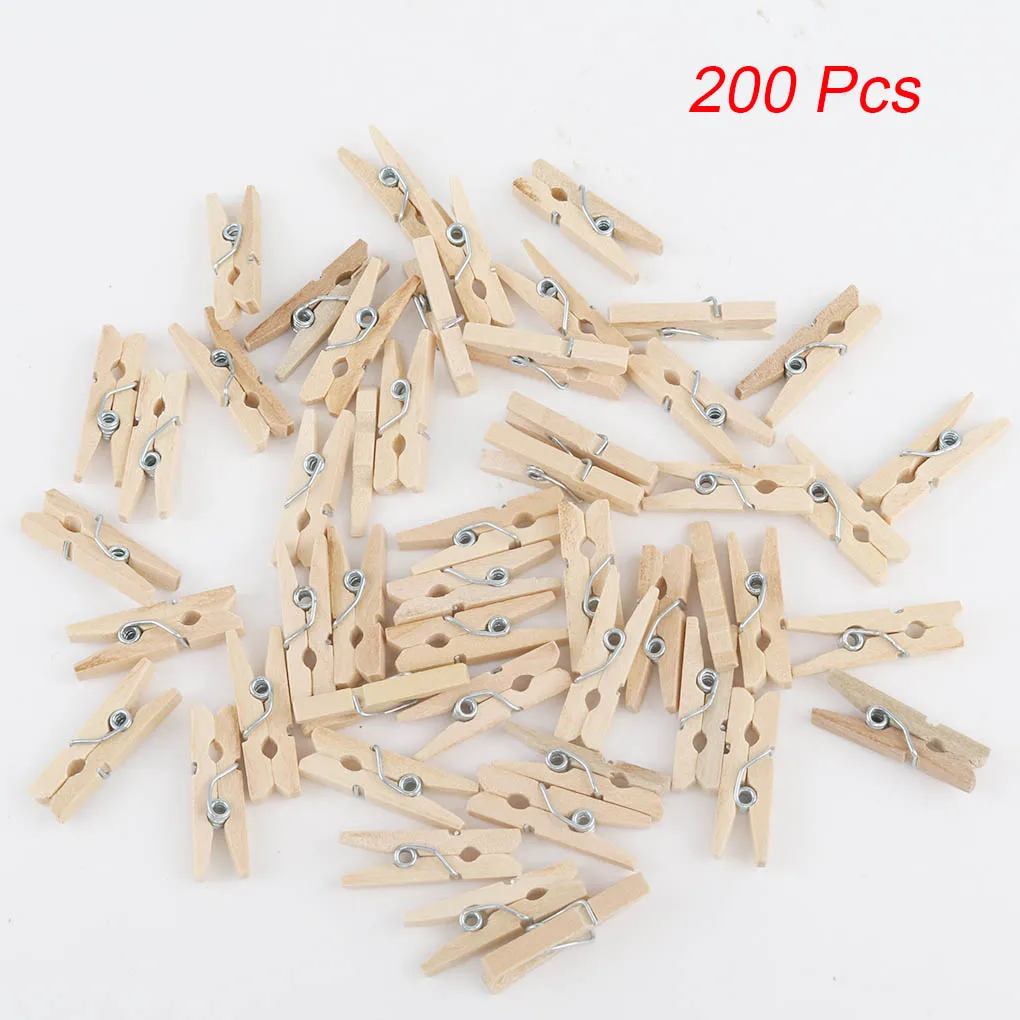 

50/100/200PCS 2.5CM Mini Natural Wooden Clothes Photo Paper Clothespin Craft Clips Portable Wood Clamp