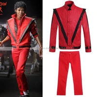 mj michael jackson coat jacket thriller red retro leather coat mtv pants collection outwear party cosplay imitation costume