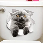 Горячая 3D милый котенок наклейка на крышку унитаза дети спальня стены Deocration Кот мультфильм холодильник стикер