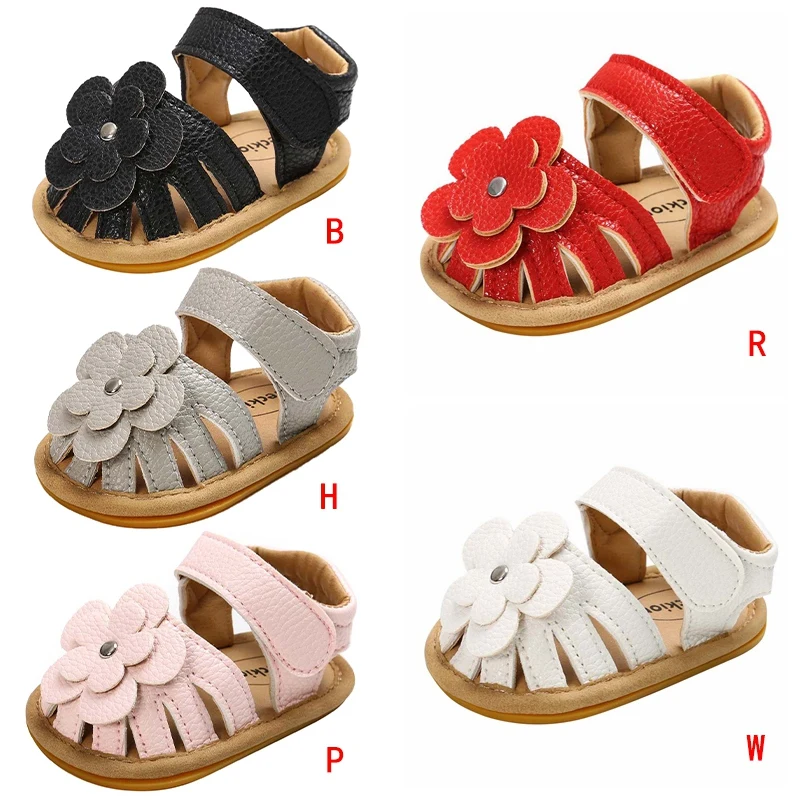 

0-24M Infant Kid Baby Girls Leather Sandal Soft Sole Non-slip Cute Flower Flat Shoes Summer First Walkers