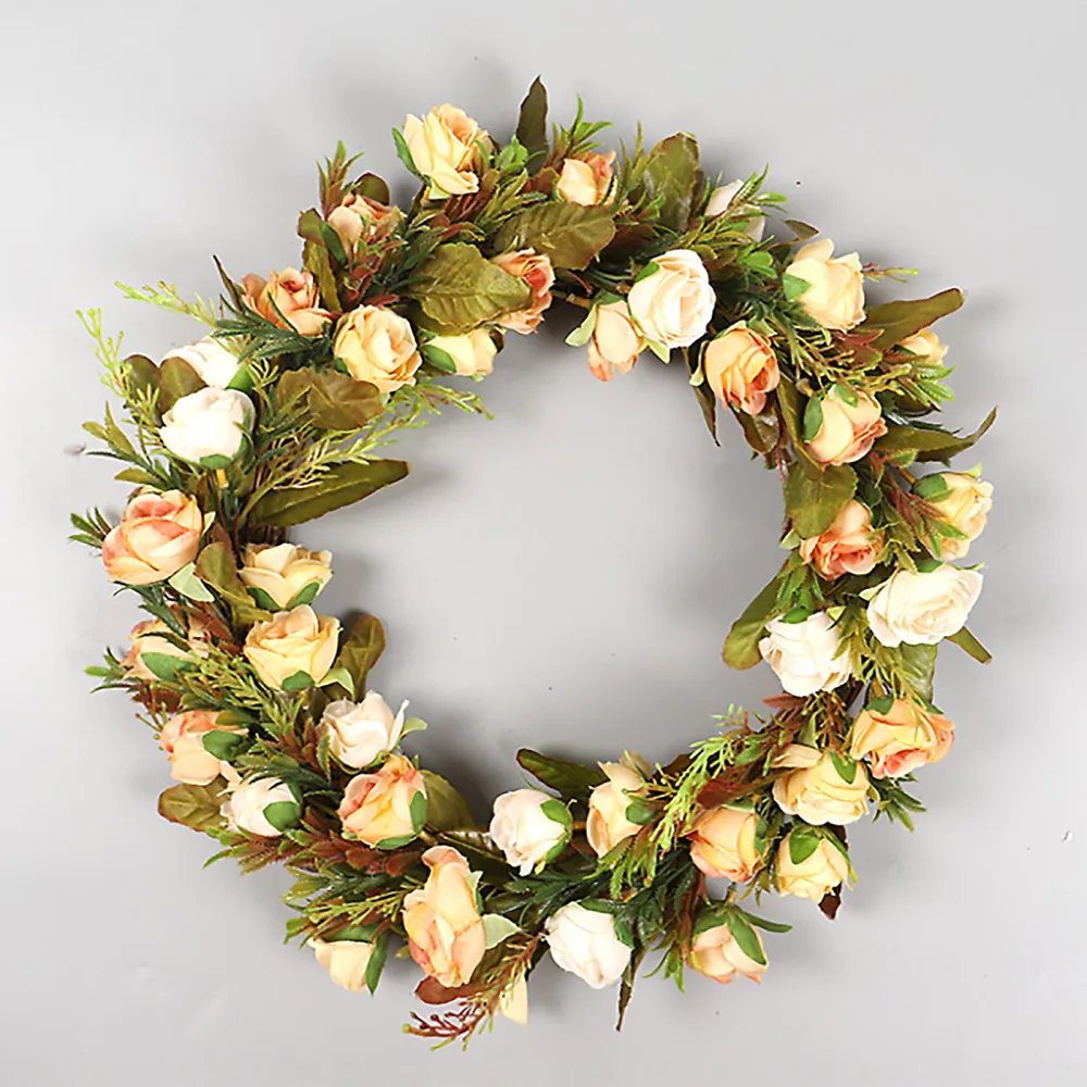 

Искусственный цветок, настенный венок, имитация венков, цветы, украшение в европейском стиле, свадебная Праздничная шелковая тканевая гирл...