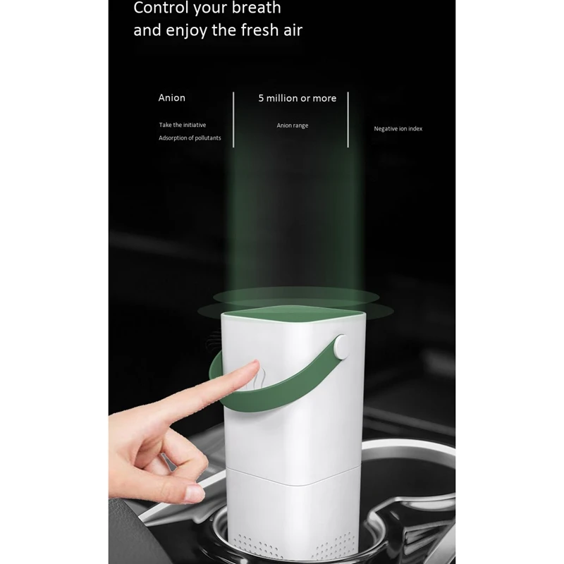 

USB Air Purifier with Handle Negative Ions Mute Formaldehyde-Removal Toilet Purification Deodorizer Pet for Home Office
