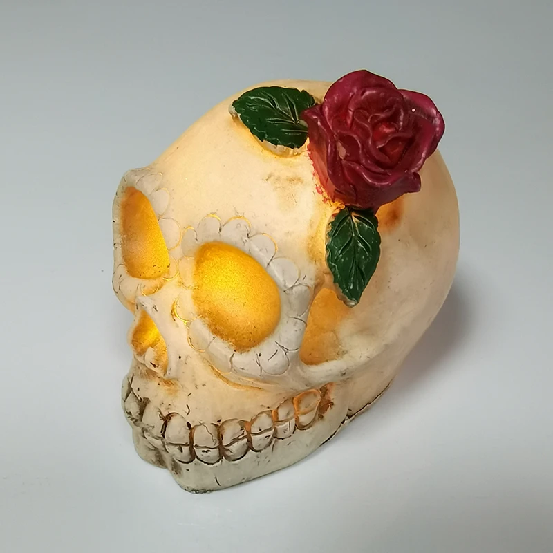 Halloween Light Home Decoration Skull Led Skeleton Night Light With Rose Table Ornaments Holiday Lamp Halloween Party Supplies