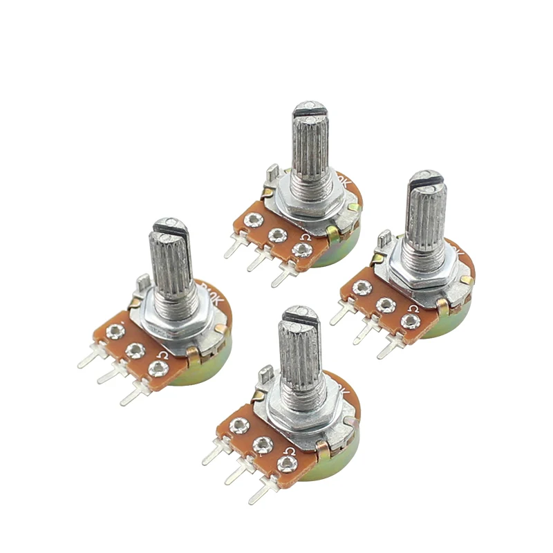 

10pcs WH148 Carbon film Potentiometer 20mm Shaft Amplifier Dual Stereo potentiometer 3Pin 1K 2K 5K 10K 20K 50K 100K 500K 1M Ohm