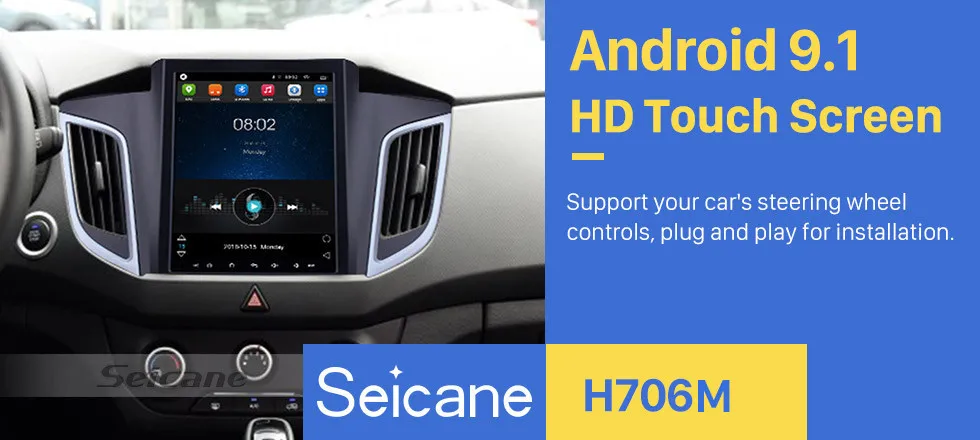 Seicane 9,7 дюймов Android 9,1 Автомобильный gps Радио Навигация мультимедийный плеер для hyundai IX25 поддержка OBD2 камера заднего вида