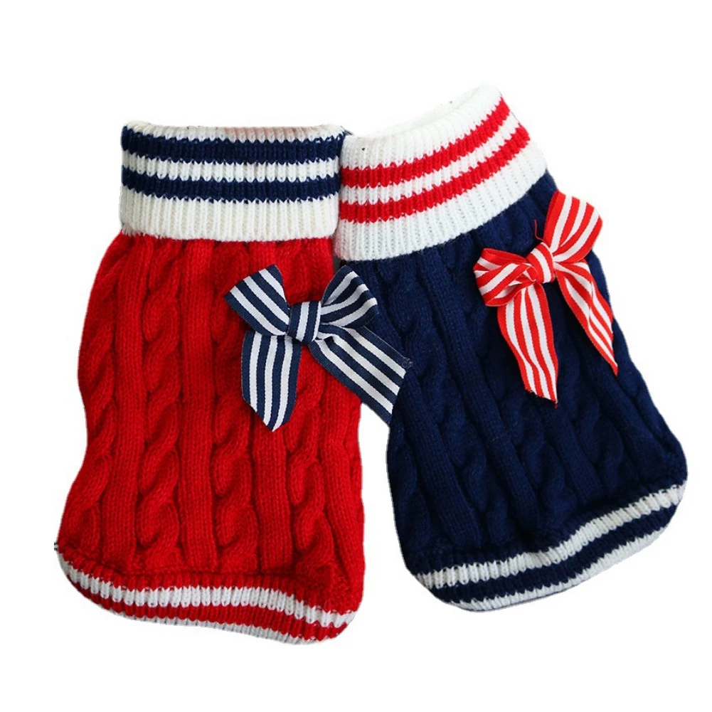 Одежда для домашних животных галстук-бабочка в морском стиле клетчатый свитер