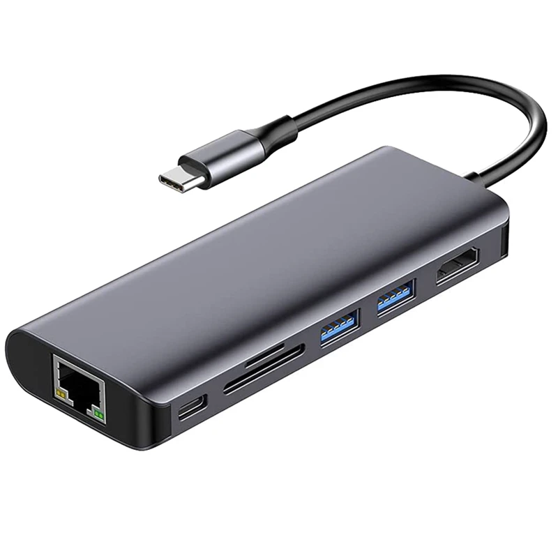 

Концентратор USB C, адаптер USB C к 4K HDMI 7 в 1, 2 порта USB и Кардридеры SD/TF, совместим с Air, Pro