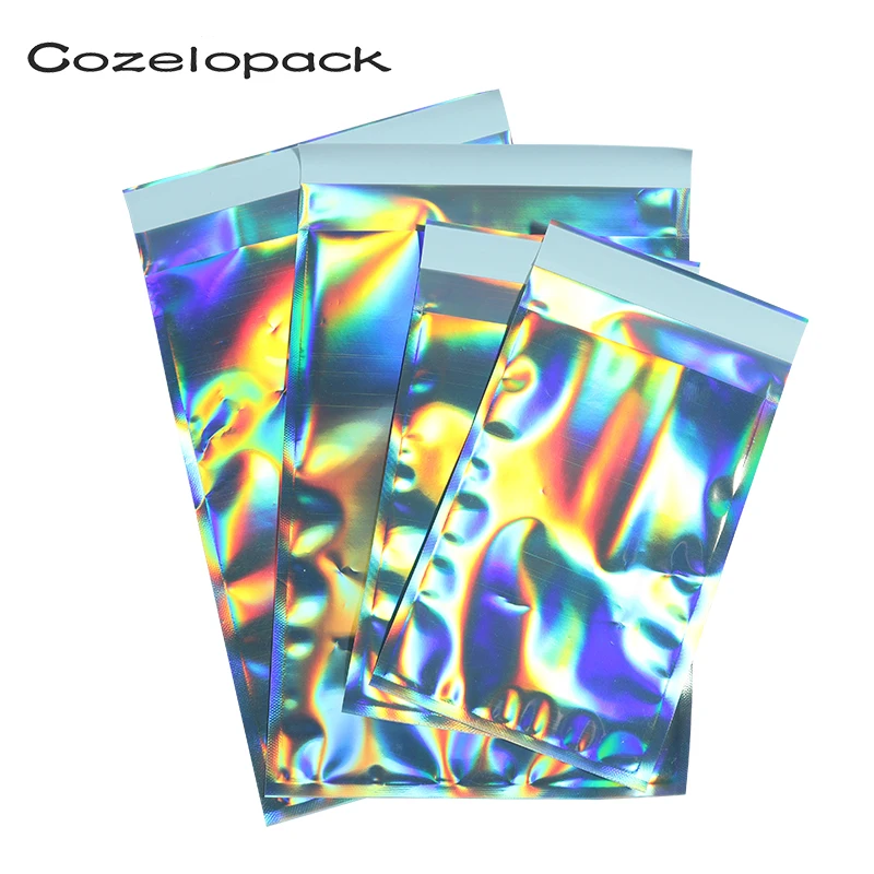 

50pcs Laser Self Sealing Plastic Envelopes Mailing Storage Bags Holographic Gift Jewelry Poly Adhesive Courier Packaging Bags