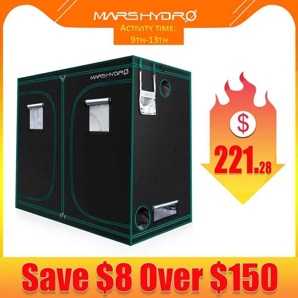 MarsHydro 240x120x200 см(96 ''x 48'' x 80 '') Крытый тент для выращивания гидропоники зеленый номер коробка 100 отражающий Майларовый Серебряный Темный