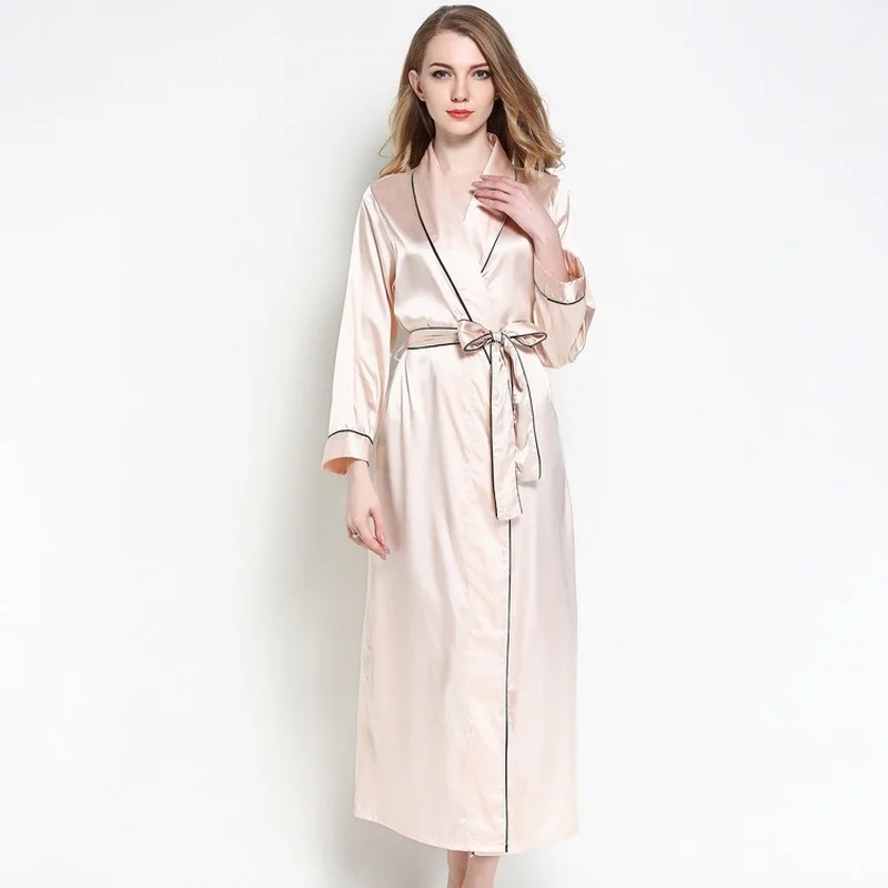 

pajamas for women Simulation Silk Nightgown Ladies Lace Silk Lace Sexy Pajamas Bathrobe Home Wear Nightwear Robe Sleepwear