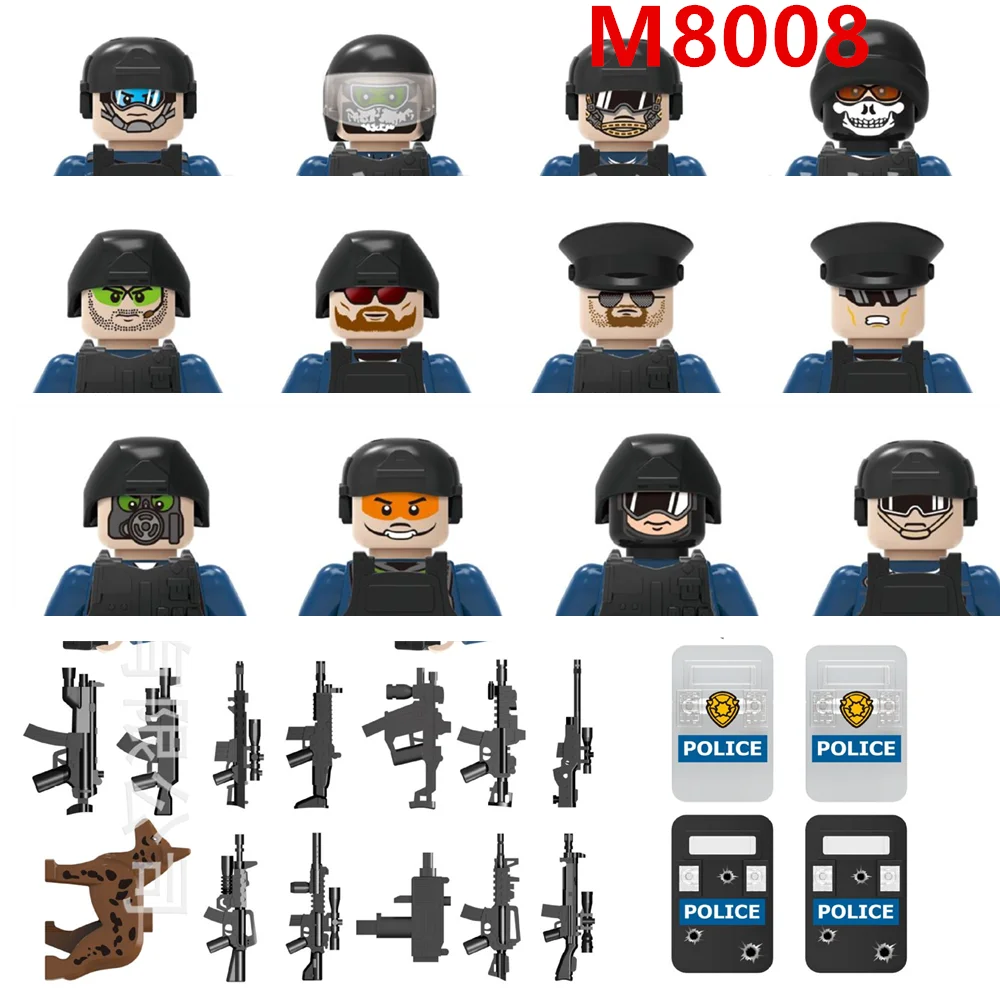 

New City Police Military Building Blocks City SWAT Team Weapons Figures Brick Mini Hobbies Toys for Children