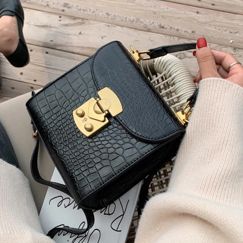 Женские сумки через плечо из искусственной кожи с узором под камень дизайнерские