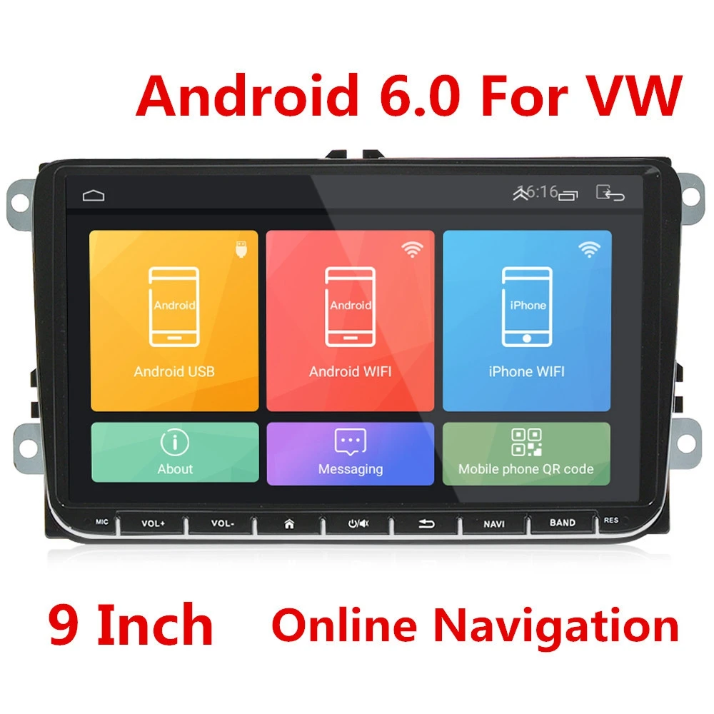 Универсальный 9-дюймовый автомобильный dvd-плеер Радио Android 6 0 двойной Din сенсорный