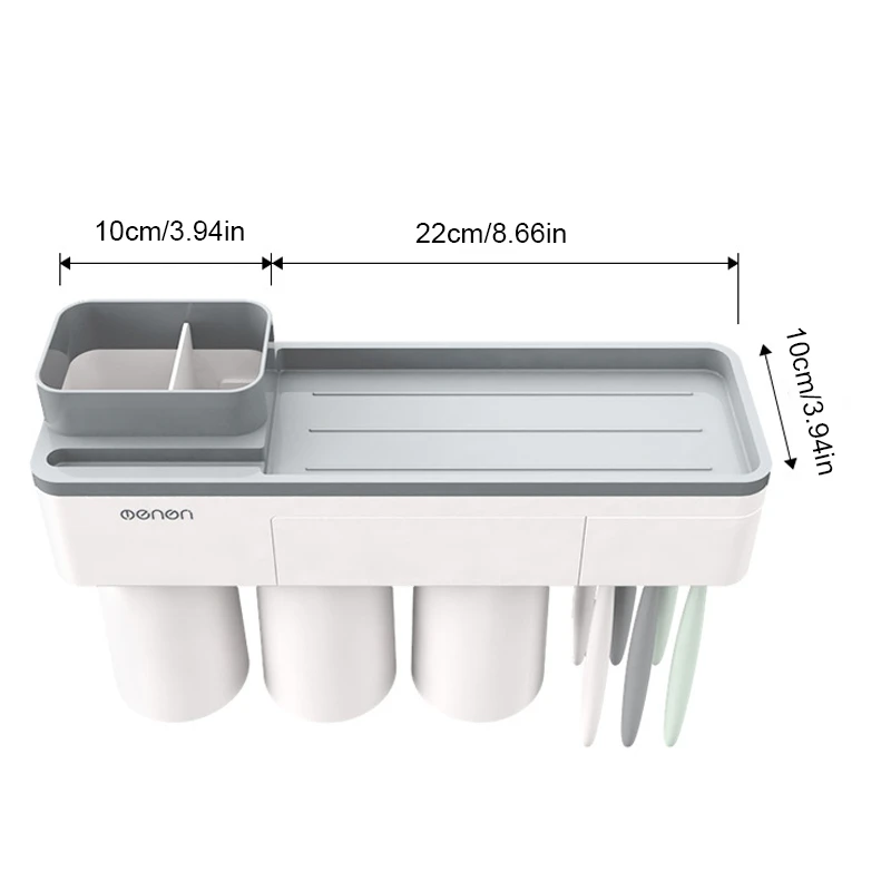 

Wall Mount Magnetic Adsorption Toothbrush Holder Inverted Toothpaste Makeup Cleanser Storage Rack Bathroom Accessory Set