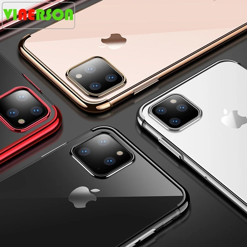 

Silicone Clear Phone Case For iPhone 11 Pro Max X XR Xs Max 6 6s 7 8 Plus Soft TPU Plating Transparent Cover Cases Coque