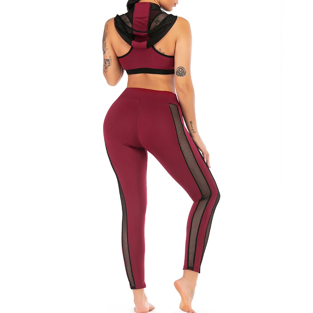 С капюшоном энергетические бесшовные леггинсы + бюстгальтер с ремешками