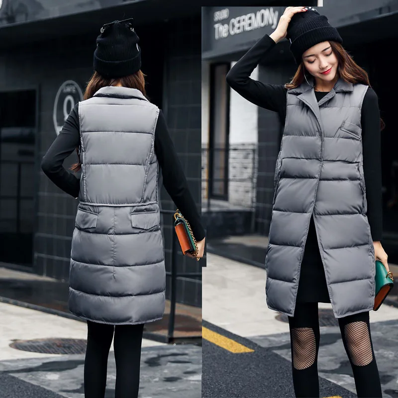 Жилет женский осенне-зимний длинный с капюшоном и карманами | Женская одежда