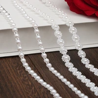 1m flower lace crystal beads sequin fabric ribbon white beaded trim beaded applique collar sewing accessories guipure decor qe6