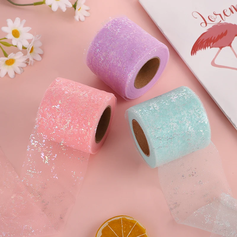 Блестящая Тюль в рулоне 6 см * 25 ярдов лента для самостоятельного изготовления