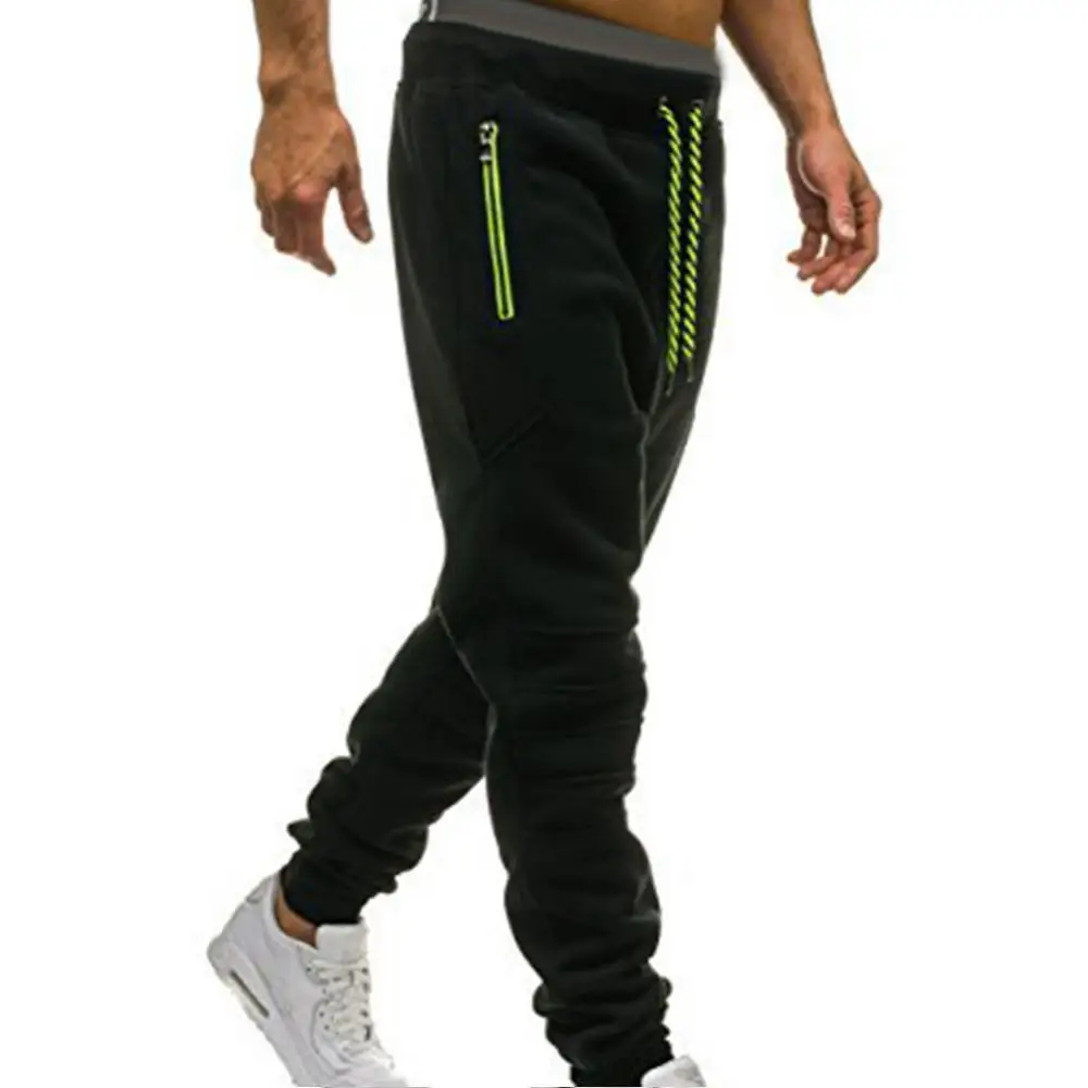 

80%HOTMen Outdoor Sports Sweatpants Pants Zipper Pockets Drawstring Jogger Trousers