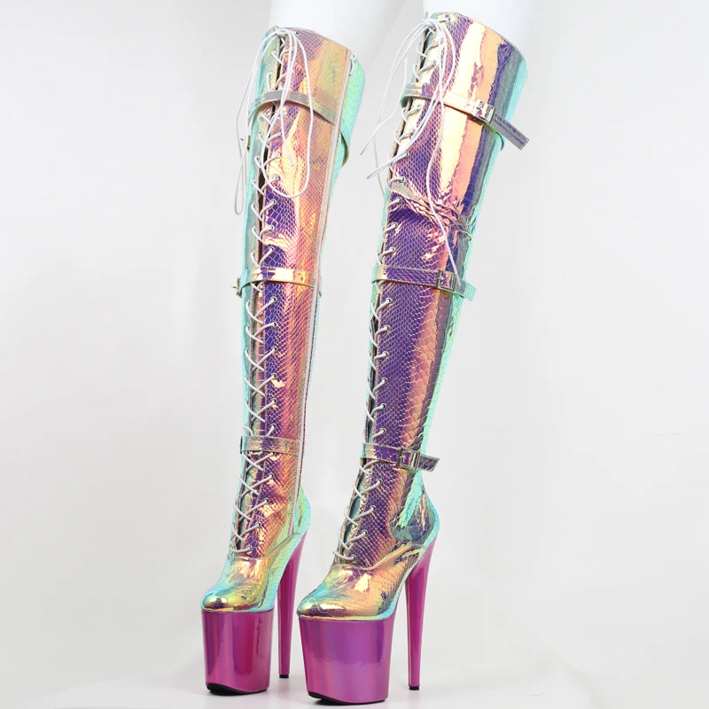 20 cm high sexy boots, electroplated sole discolored upper thigh high boots, 8 inches, super sexy boots for women