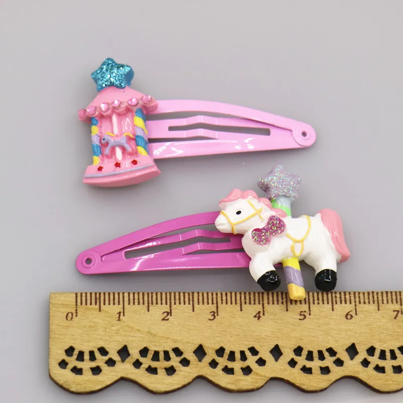 2PCS Cute New Carousel Castle Princess Hairpins Girls Hair Accessories Children Headwear Baby BB Clips Headdress | Аксессуары для