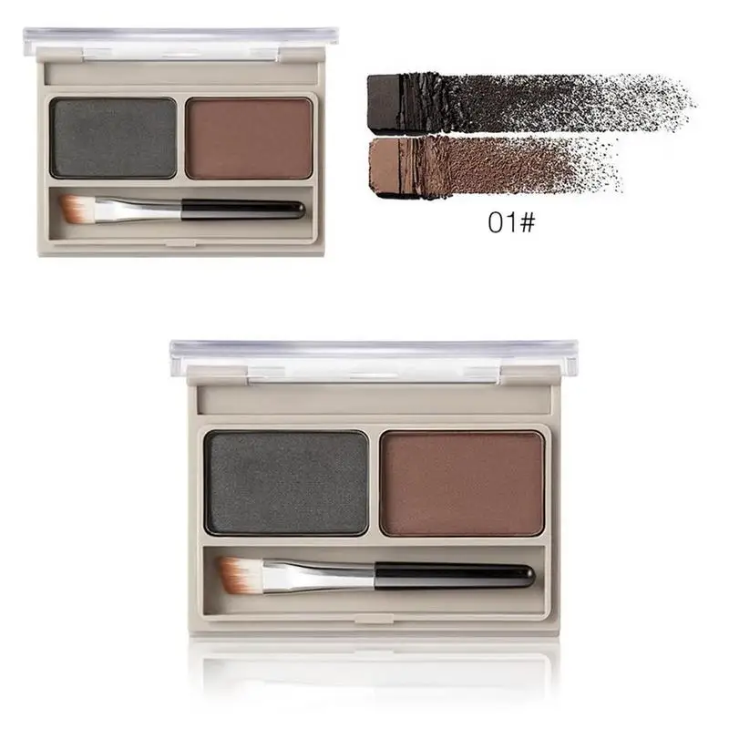 

2 Color Eyebrow Powder Palette Eye Brow Makeup Waterproof Eyeshadow with Eyebrow Brush Cake Comestic Set T0U3