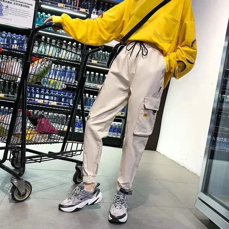 Женские повседневные однотонные простые свободные брюки на молнии женские