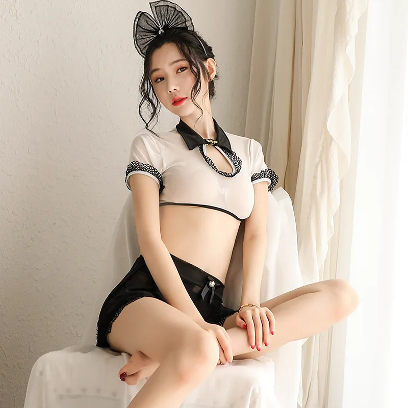 Erotic Cosplay Costume Sexy Women Maid Uniform Sweetown Lace Net Skirt Set Sex Play Porno Japanese Maidservant Naughty Lingerie |
