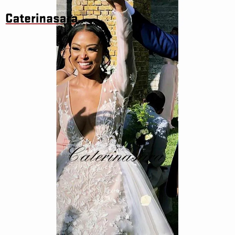 Сексуальные свадебные платья с глубоким V образным вырезом и юбкой годе из тюля