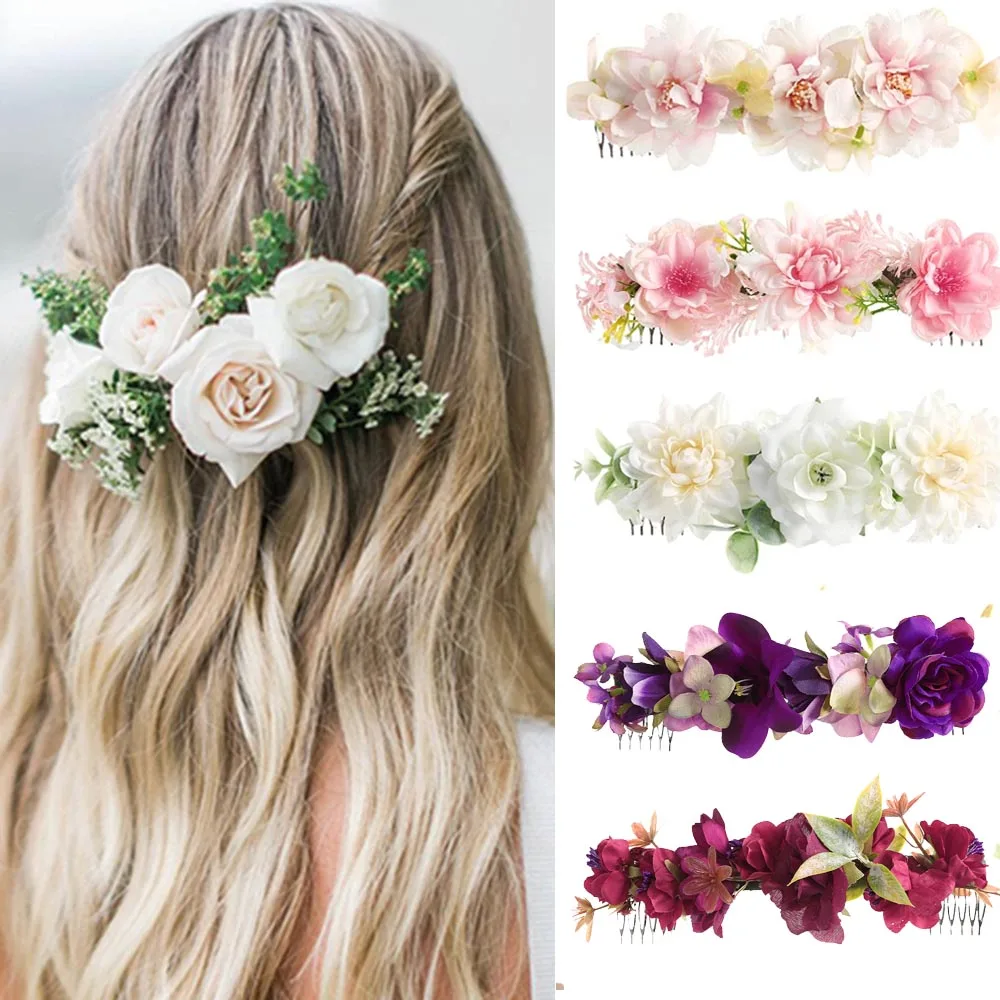 

Haimeikang Women Flower Hair Combs Fashion Ponytail Hairpins For Girls Wedding Hair Accessories Princess Chic Hair Combs