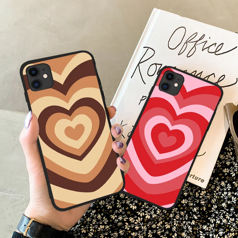 cute hot rainbow heart shape love soft silicon phone case for iphone 13 12 11 pro se 2020 x xs max 7 8 6s plus loves cute cover free global shipping