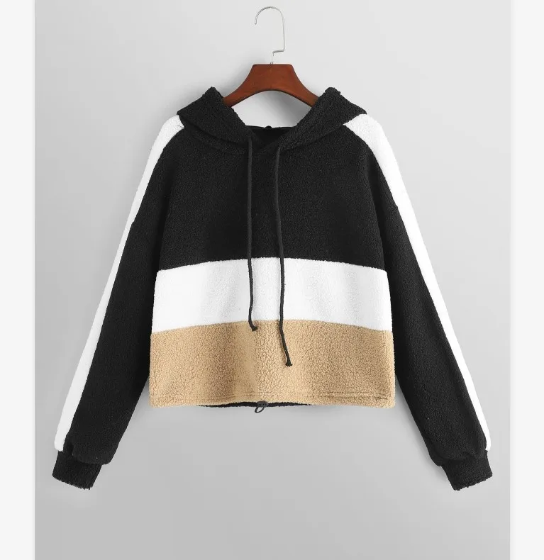 

Autumn Winter Hoodies Woman Long Sleeve Fleece Sweatshirt Woman Pullover Streetwear Crop Top Woman