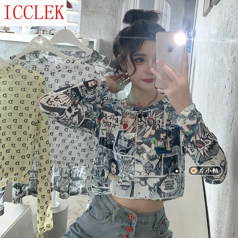 Женская летняя воздухопроницаемая футболка Miss Zuo тонкая дышащая с длинным