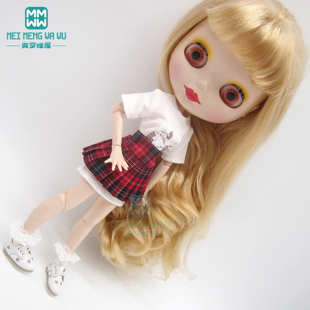 1 шт. Одежда для кукол Blyth модные футболки плиссированная юбка с рваными краем