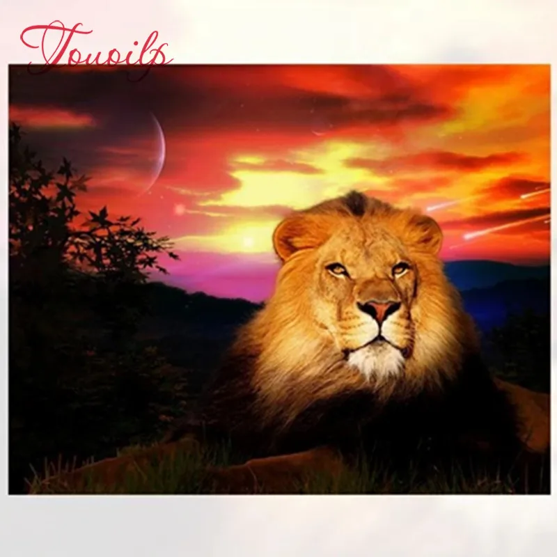 

TOUOILP Full Square/Round Drill 5D DIY Diamond Painting Scenery lion 3D Embroidery Cross Stitch Mosaic Rhinestone Home Decor