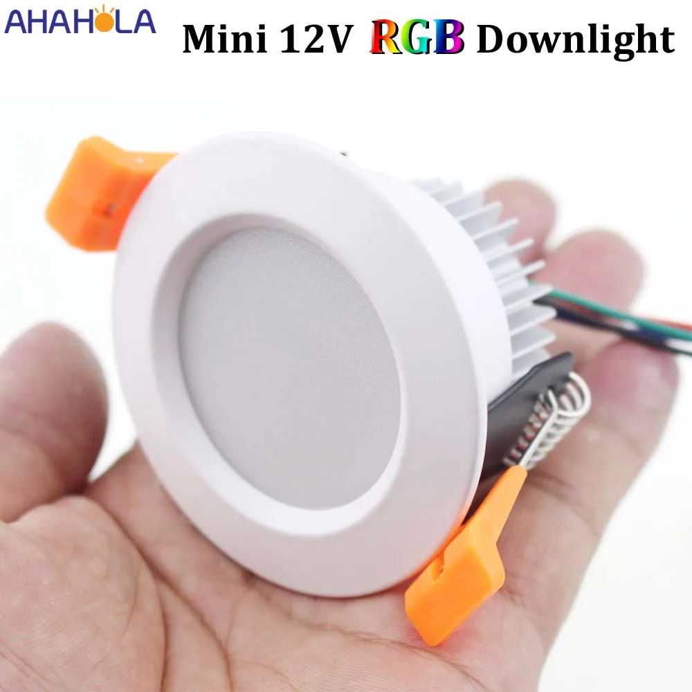 Фото Цветная (RGB) 12V 3W Светодиодный точечный светильник Потолочные встраиваемые