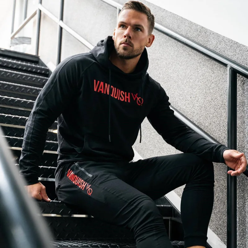 

Весенне-осенний тренировочный мужской хлопковый спортивный костюм для бега повседневные толстовки пуловер Толстовка мужские брюки спорти...