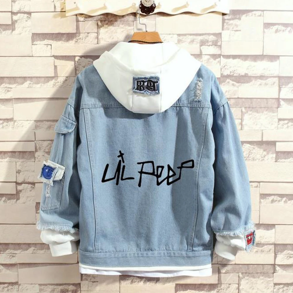 Джинсовая куртка Lil Peep Мужская свободная теплая с длинным рукавом модные