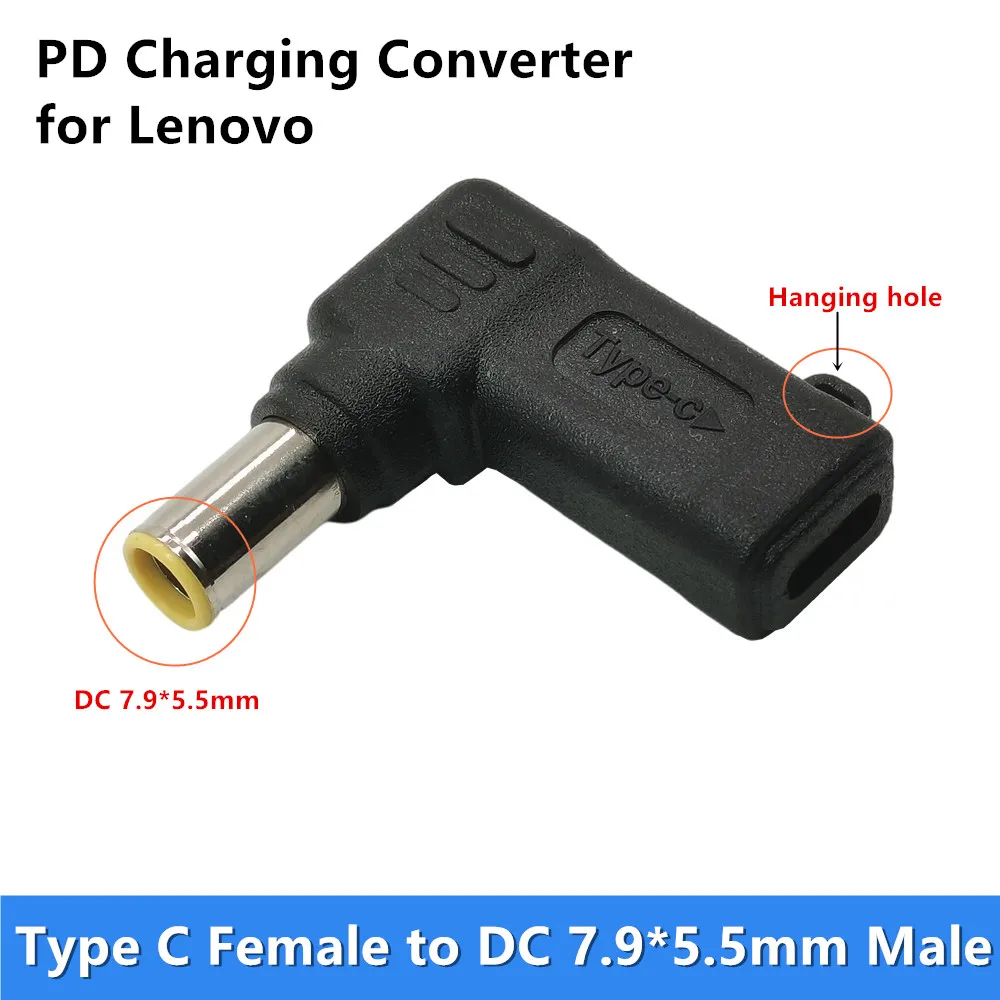 

PD USB Type C Female to DC 7.9x5.5mm Power Charging Adapter for Lenovo Thinkpad T60 T61 T400 T410 T420 T430 T500 T510 T520 T530