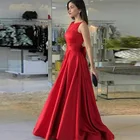 Роскошное Красное Атласное Вечернее платье NUOXIFANG, соблазнительные простые элегантные официальные платья с низкой спиной и бантом, для выпускного вечера, 2020