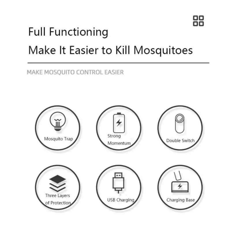 

3000V Electric Mosquito Killer With UV Lamp USB Rechargeable Lithium Battery Base Charging Fly Swatter Mosquito Swatter