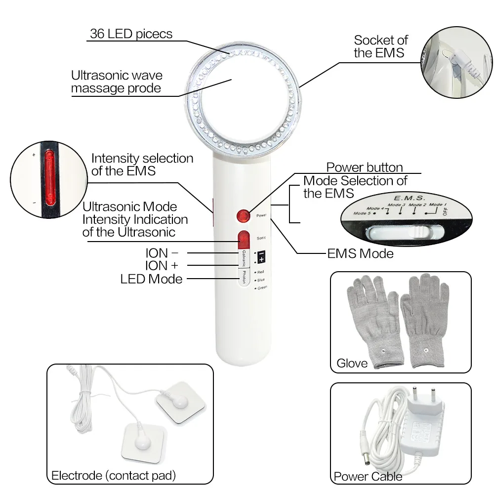 7 в 1 средство для похудения лица EMS ультразвуковой антицеллюлитный сжигающий жир