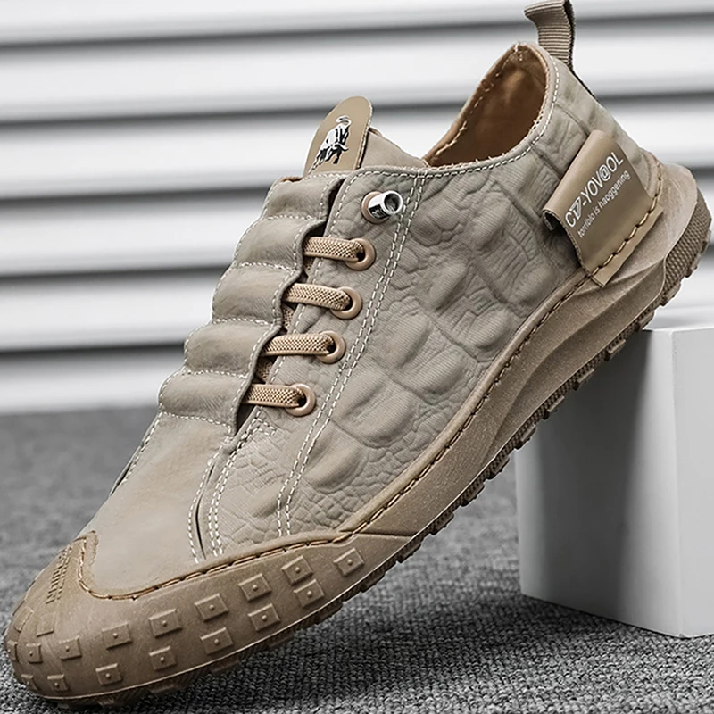 

Fashion Crocodile Skin Leather Shoes for Men 2021 Casual Shoes Male Outdoor Lightweight Wear-resistant and Waterproof Footwear