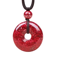 red natural cinnabar pendant safe buckle pendant sweater chain necklace lucky for women men evil spirits rough fashion jewelry