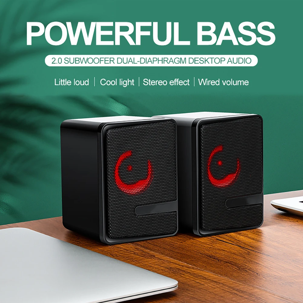 Компьютерный динамик USB цветное освещение пластиковое компактное компьютерное