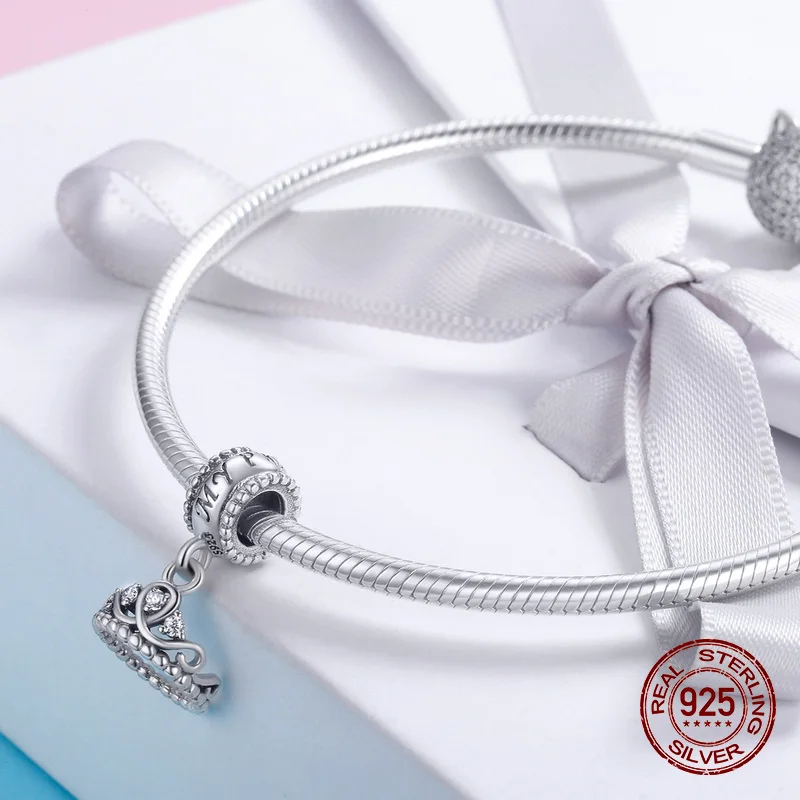 100% Стерлинговое Серебро 925 пробы ожерелье с короной принцессы кулон подходит для