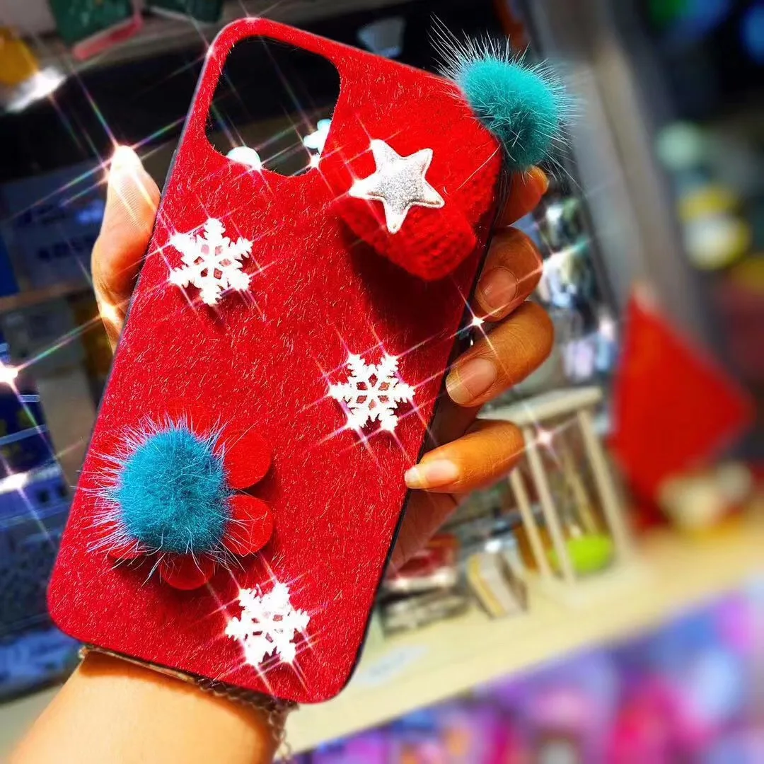 Чехол для телефона на Рождество из плюша с водонепроницаемой застежкой для Samsung Galaxy S8 9 10 Plus Note 8 Pro, защитный чехол из твердого пластика от падений.