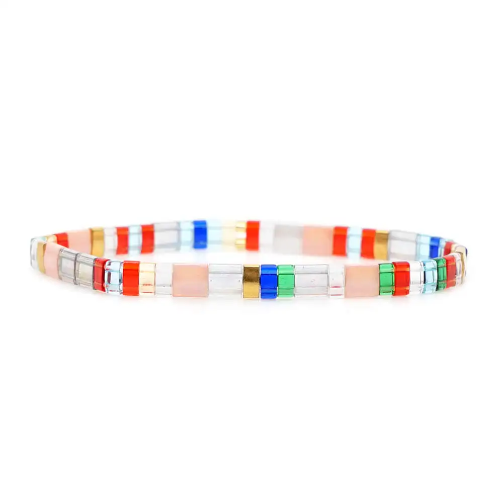 Go2boho MIYUKI браслет Радуга Тила бусины браслеты Pulseira Mujer женские ювелирные изделия Красочные богемные летние пляжные ручной работы - Окраска металла: MI-B190249E
